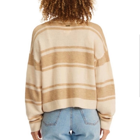 Billabong Striped Beige Cardigan Sweater - Picture 2 of 9